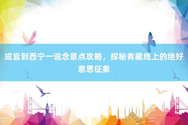 成皆到西宁一说念景点攻略，探秘青藏线上的绝好意思征象