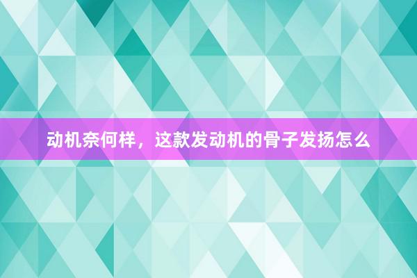 动机奈何样,这款发动机的骨子发扬怎么